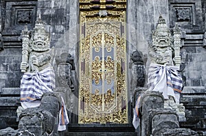 Pura Goa Lawah hindu temple exterior detail in bali indonesia