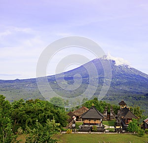 Pura Lempuyang temple with Mount Agung in Bali, Indonesia