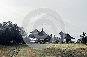 Pura Lempuyang temple and view on volcano Agung