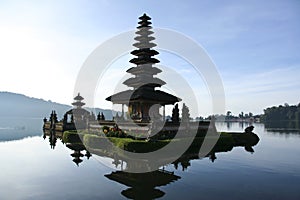 Pura Ulu Danau Lake temple bali blue dawn sky