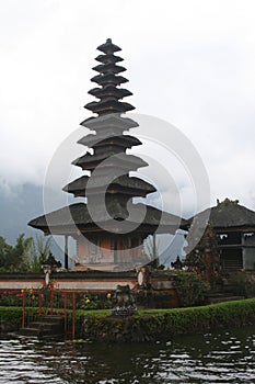 Pura Ulun Danu Beratan in Bali, Indonesia, is where the sacrificial ceremony of the water goddess Devi Danu is held.