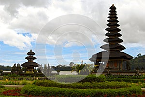 Pura Ulun Danu Bratan, Hindu temple on Bratan lake in Bali Indonesia