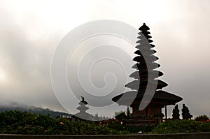 Pura Ulun Danu Bratan silhouette. Bedugul. Bali. Indonesia