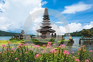 Pura Ulun Danu Bratan temple in Bali. Beratan lake, Bali, Indonesia