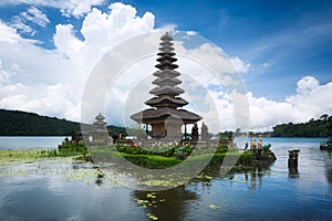 Pura Ulun Danu Bratan temple in Bali island. Beratan lake, Bali, Indonesia