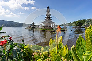 Pura Ulun Danu Bratan temple, landmark of Bali island, Indonesia