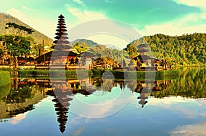 Pura Ulun Danu temple on a lake Beratan on Bali Indonesia