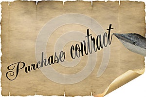 Purchase contract in English with pen