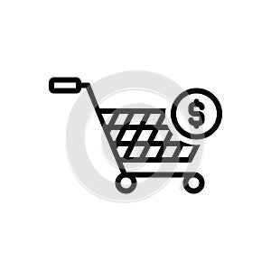 Black line icon for Purchase, supermarket and commerical