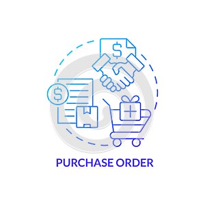 Purchase order blue gradient concept icon