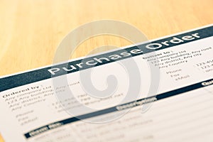 Purchase order form document