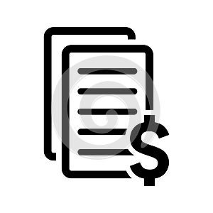 Purchase order, prices icon. Black vector graphics