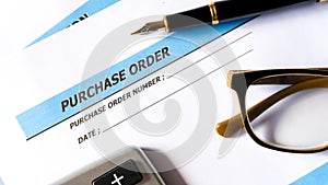 Purchase order for procurement order document of business photo