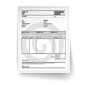 Purchase order template vector photo