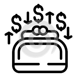 Purchase returns wallet icon outline vector. Box shipment