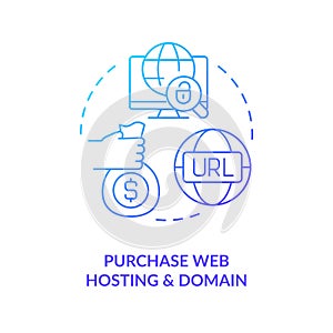 Purchase web hosting and domain blue gradient concept icon