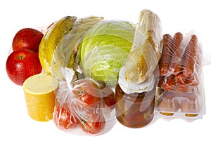 Purchase wrapped raw food isolated