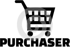 Purchaser with shopping cart icon photo