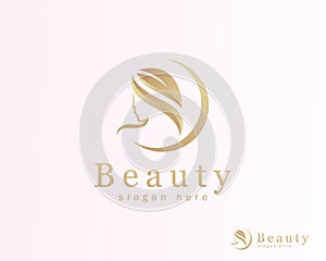 pure beauty logo creative salon women massage business emblem nature leave