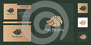 pure beauty logo design and business card. good use for salon, spa, yoga, fashion logo company