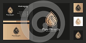 pure beauty logo design and business card. good use for salon, spa, yoga, fashion logo company