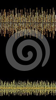 A pure black background with golden binary code and waveform, representing concepts in data science or artificial intelligence