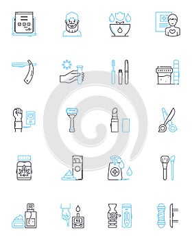 Pure bliss linear icons set. Serenity, Tranquility, Euphoria, Utopia, Perfection, Nirvana, Ecstasy line vector and
