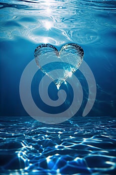 Pure Blue Water Gentle Heart Shaped Rippling Waves Background Illustration