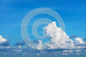 pure clear blue sky huge white gray cloud and sunlight shiny