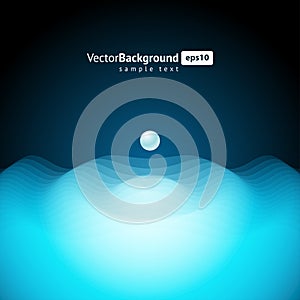 Pure drop sphere falling to rippled wave water pond wet clear liquid dark background template vector