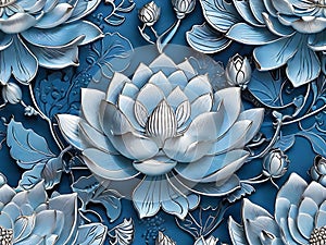 Pure Elegance: Silver Lotus on White