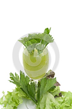 Pure fresh green vegetable juice in glass photo