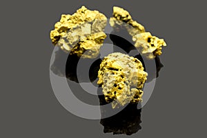 Pure gold ore found in the mine on black background