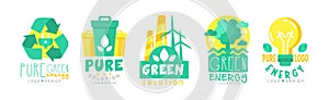 Pure Green Energy Logo Design Template Collection Vector Set photo