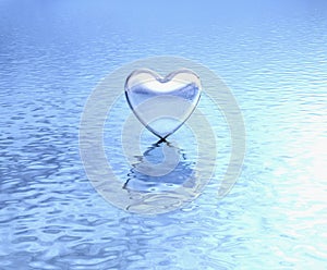 Pure heart on water reflection