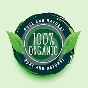 Pure and natural organic label or sticker design