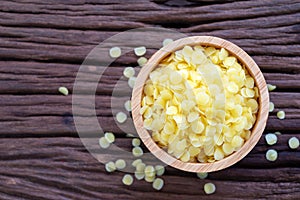 Pure organic yellow beeswax pellets for natural beauty and D.I.Y. project