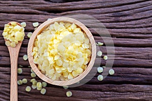 Pure organic yellow beeswax pellets for natural beauty and D.I.Y. project