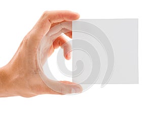 Pure paper sheet in hand isolated on white background