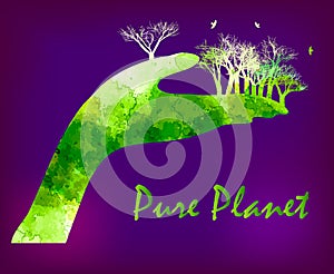 Pure Planet - creen vector watercolor blot