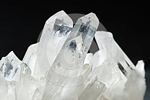 Pure Quartz Crystal Cluster on Black Background