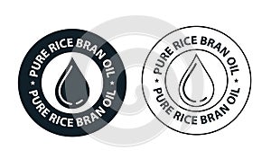 `pure rice bran oil` vector icon with oil drop