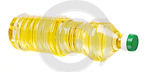 Pure sunflower oil in plastic bottle. Seasoning for salads