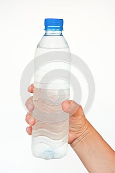 Pure water bottle in hand