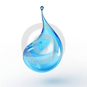 Pure Water Droplet Isolated on White Background. Generative ai