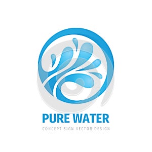 Pure water drops - vector logo template concept illustration. Blue water waves icon symbol. Abstract sign. Design element