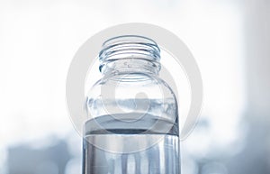 Pure water in a glass bottle