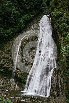 Pure water source, waterfall in the middle of the jungle