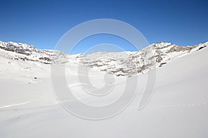 Pure white alpine landscape