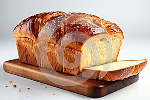 Pure white bread against an unblemished white background